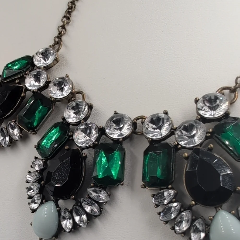 J. Crew Green and Black Ornate Necklace